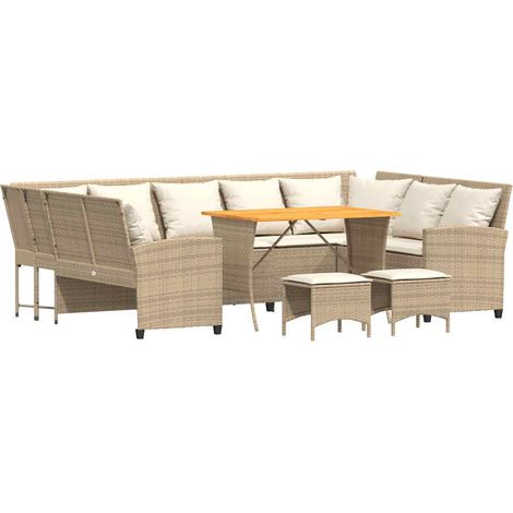 vidaXL Set Divano da Giardino 4 pz con Cuscini Beige in Polyrattan