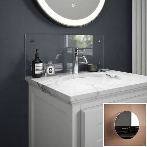 Splashback Clear Glass Bathroom Backsplash Chrome Cap 250mmx500mmx4mm