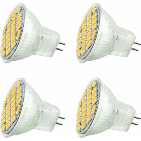 MR11 GU4 12V LED 3W Blanc Chaud 3000K, 350LM, 120° 35mm MR11 30W Halogène Équivalent, AC DC 24V 12V Spot LED Encastrable GU4 pour Meuble Cuisine Camper, non-dimmable, lot de 4 [Classe (1/4)
