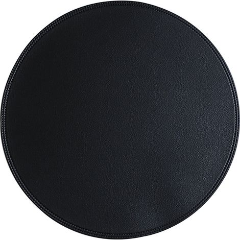 Sous-Plat Ronde - Cuir Synthétique - 38 x 38 cm - Noir - Usage Cuisine Café Table - 1 Pièce (1/5)
