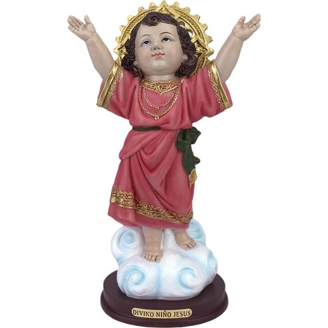 Figura di Gesù Bambino Divino realizzata in resina, stile religioso decorativo