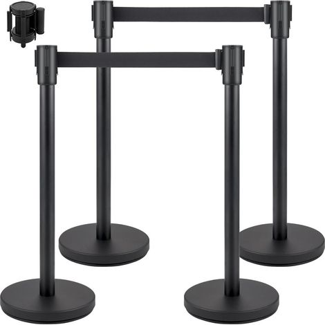 Théâtre et hôtel - poteaux de guidage avec sangle noire 2 m, base stable 32 cm et connexion à 4 voies (1/5)