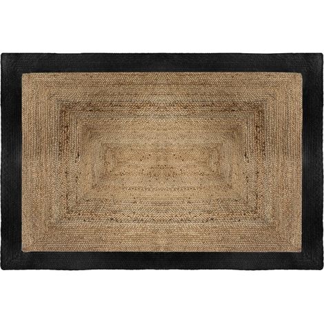 Teppich aus Jute, rechteckig, 120 x 170 cm, mit weißem Rahmen (1/5)