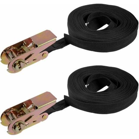 Rowoythk – 10 m Ratschengurt – Tragkraft 600 kg – Breite 25 mm – Polyester zur Ladungssicherung – 2er-Pack – Schwarz – 10 m x 25 mm (1/5)
