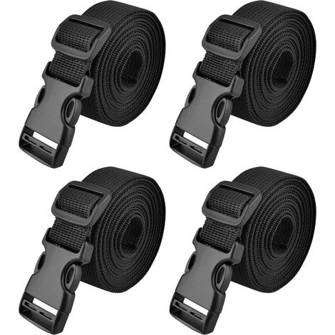 Sangle à Boucle Rapide 25 mm Sangle d'Arrimage Sangle à Cliquet Courroie de Serrage Valise Voyage pour Fixation Bagage (1,5 m, Noir - 25mm) (1/4)