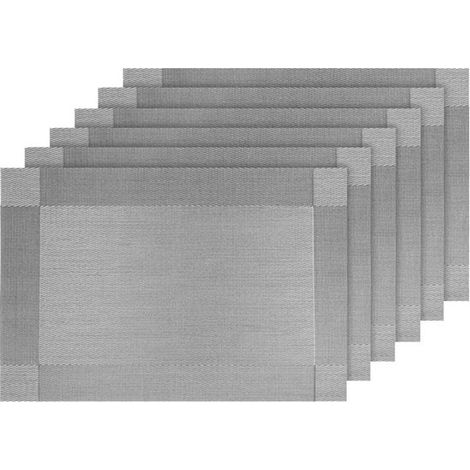 Platzsets, 6er-Set, rutschfest, abwaschbar, PVC-Material, kratzfest, hitzebeständig, geeignet für Zuhause, Restaurants und den Esstisch (silber). (1/5)