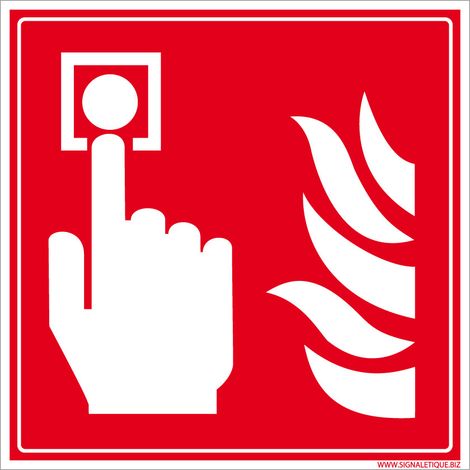 Panneau Indicateur Incendie. Panneau Alarme Incendie. Signalisation Sécurité Incendie. - Adhésif - 125 x 125 mm (1/5)