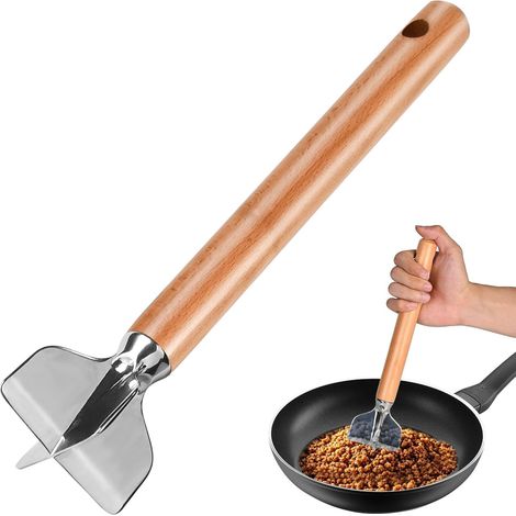 Trancheuse à viande en acier inoxydable, hachoir à viande en acier inoxydable, 28 cm, outil pour hacher le bœuf, broyeur à viande en métal, hachoir à viande, outil pour hamburgers (1/5)