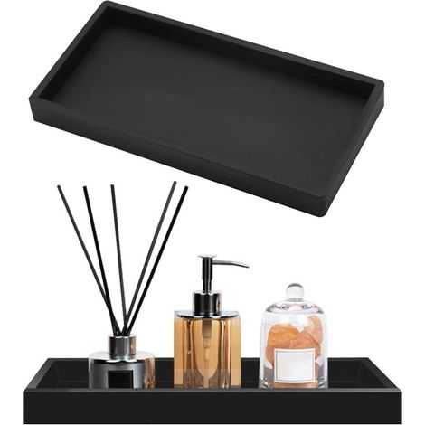 Plateau de Comptoir pour Salle de Bain, Organisateur Multi-Usages, Support pour Savon, Parfum, Bougie, Anti-Glisse – Lavable (1/5)