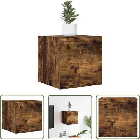 The Living Store Meuble TV mural Chêne fumé 30,5x30x30 cm - Meuble Tv Mural - Meuble Tv Suspendu - Meuble Tv Moderne - Meuble Tv Design - Étagère Murale (1/5)