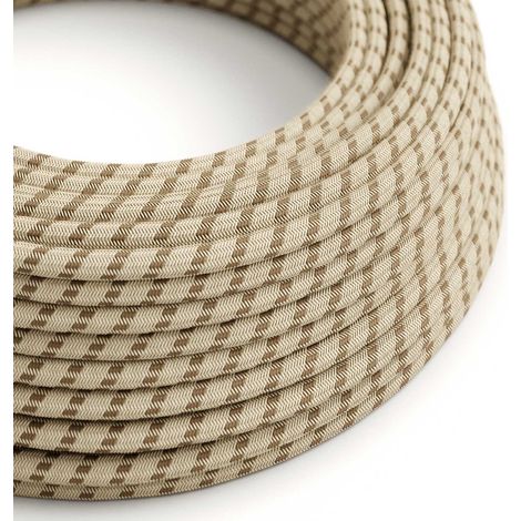 Creative-Cables Cavo elettrico rivestito in tessuto, Corteccia e Beige RD53, 50 m, 2 x 0,75 mm², Rotondo, Cotone e lino