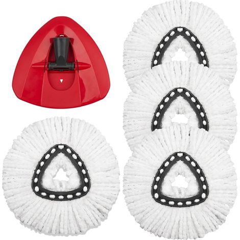 Set of 4 replacement heads compatible with Ocedar Mop EasyWring Spin Mops – Includes 1 rotating base, microfiber mop refills, easy cleaning