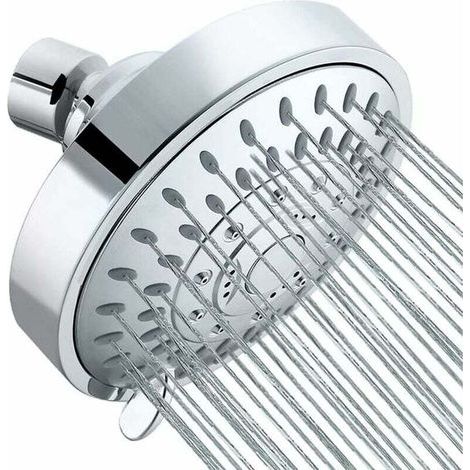 Soffione doccia solare rotondo, soffione doccia ad alta pressione da 10 cm, soffione doccia a cascata, finitura cromata anticalcare per il bagno, soffione doccia rimovibile per il risparmio idrico, 5 (1/5)