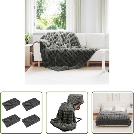 Kunstfell Decke - Rutschfeste Kunstfell Decke Olite 4 pcs Dunkelgrau 150 x 220 cm (1/5)