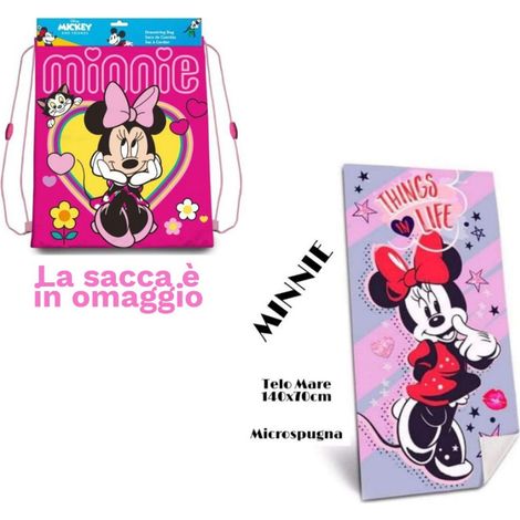 Trade Shop - STRANDTUCH AUS BAUMWOLLE 14070 MINNIE MOUSE STRANDTUCH + KOSTENLOSE TASCHE - (1/2)