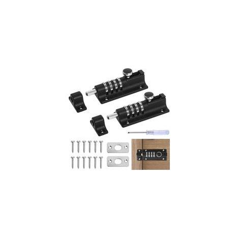 Lot de 2 Loquets de Verrouillage à Combinaison 120mm Verrou à Code pour Hangar, Jardin, Garage, Coffre (Noir)