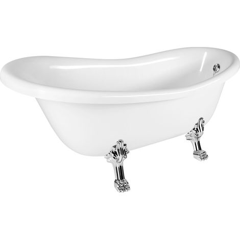 Baignoire autoportante RETRO 168x76,2x70cm, blanc, pieds chromés (1/4)