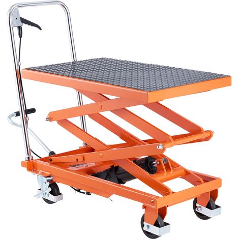 Table élévatrice hydraulique, capacité 500 lbs, hauteur 47,2", double ciseaux, 4 roues, plateforme antidérapante, manuelle, pour manutention et transport. (1/5)