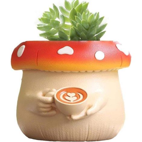 Mushroom Pot, Succulent Plant Pot Mushroom Garden Pot, Suitable for Patio, Balcony, Garden, Bar and Restaurant Desk Decoration. MUMU (1/4)