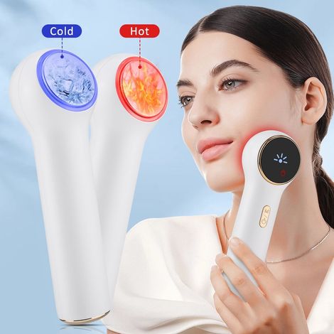 Dispositivo reafirmante facial con calor y frío, masajeador facial eléctrico con efecto lifting, limpieza profunda, vibración suave, herramienta de masaje facial suave. (1/5)