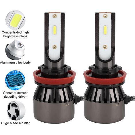 2 LED-Autolampen, 60 W, 6000 K, superhelles Weiß, H8, H9, H11 Abblendlicht, Autoscheinwerfer, leistungsstarke Beleuchtung (1/5)