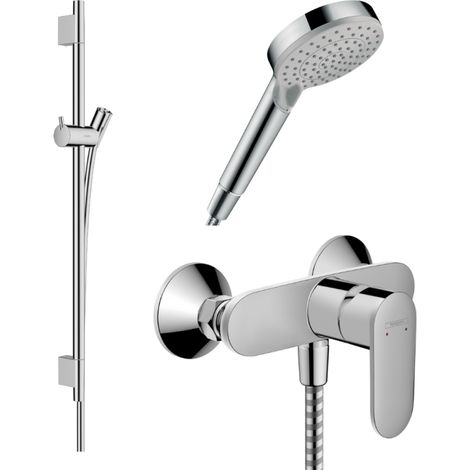 Pack mitigeur douche mécanique HANSGROHE Vernis Blend + Barre Unica S Puro + flexible + Pommeau 2 jets Vernis Blend