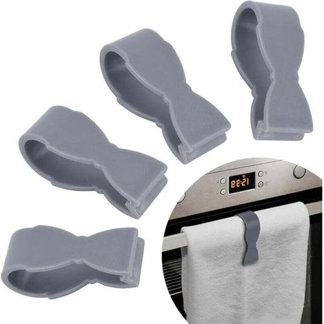4er-Set Handtuchclips – Verhindert das Herunterfallen von Handtüchern – Geeignet für Küche, Backofen, Badezimmer-Handtuchhalter, Geschirrspüler und Herd – Plus-Crezuo