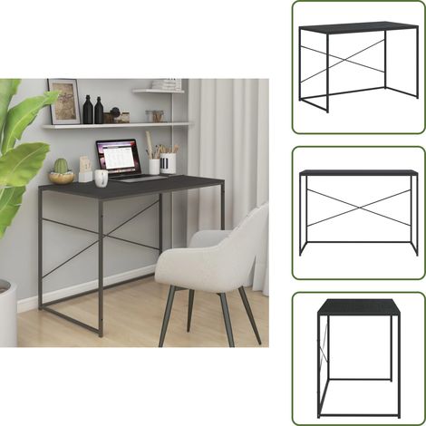 The Living Store Bureau d'ordinateur Noir 110x60x70 cm Bois d'ingénierie - Bureau industriel (1/5)