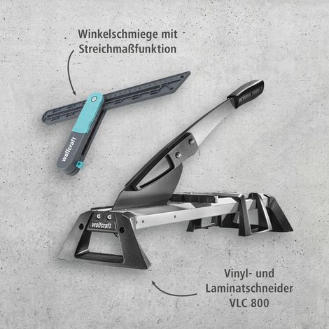 wolfcraft I Projekt-Set „Winkel übertragen und Laminat schneiden“ I 8658000 I Schneidegerät für Laminat & Vinyl und Winkelschmiege mit Streichmaßfunktion I Laminat verlegen