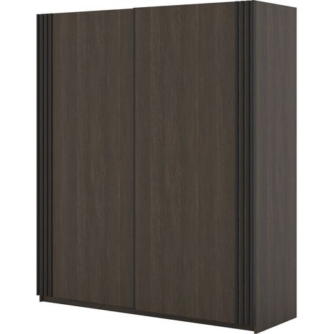 Armadio MONVIA 2 porte scorrevoli in rovere scuro e nero con chiusura silenziosa 180 cm (1/5)