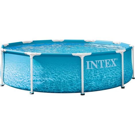 Piscine 3,05 m x 76 cm, Structure métallique, Style Bord de mer Pompe de Filtration Incluse