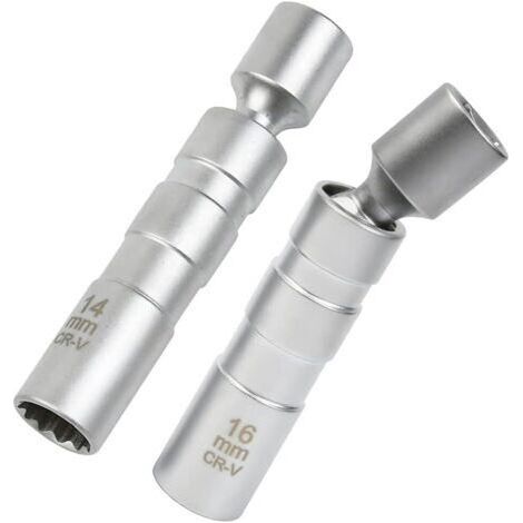 Douille Bougie 16mm/14mm, Cle a Bougie Magnétique, Joint Universel Magnétique Clé à Bougie Allumage pour Retirer Les Bougies D'allumage Automobiles, Clef a Bougie 14mm/16mm (1/5)