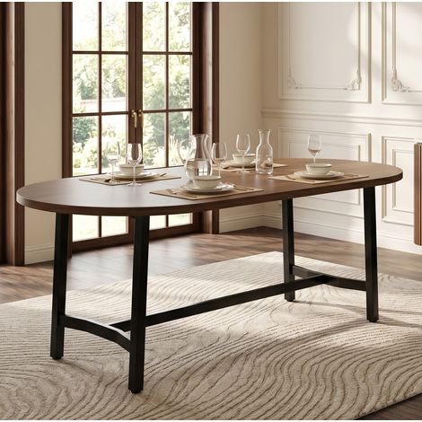 Esstisch 180 x 80 x 75 cm für 6 bis 8 Personen, abgerundete Kanten, Walnuss HAVRYA (1/5)