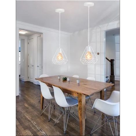 U-do 2pcs Lustre Moderne Créatif Lampe Suspension Industrielle Vintage Plaafonnier Luminaire en Cage Designe Simple pour Salon (1/4)