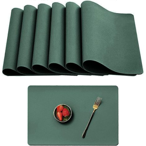Sets de table pour salle à manger, lot de 6, imperméables et lavables, en PVC, pour la décoration de la table de cuisine. (1/5)
