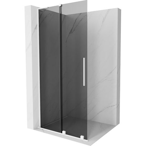 Mexen Velar L mampara de ducha corredera Walk-in 90 x 200 cm, grafito 8 mm, blanco - 871-090-003-43-20 (1/5)