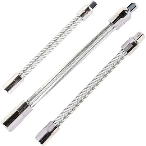 Prolunghe flessibili in acciaio inox color argento – Set da 3 pezzi (1/4”, 3/8”, 1/2”) per chiavi a cricchetto e utensili manuali