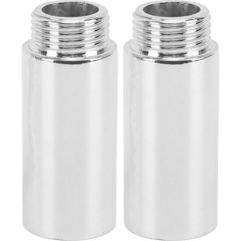 Lot de 2 rallonges de bras de douche en acier inoxydable chromé, rallonge de pommeau de douche pour salle de bain, 5,1 cm/2 pouces (1/5)