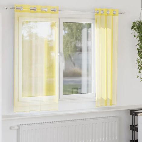 vidaXL Voile Curtains with Grommets 2 pcs Yellow (1/5)