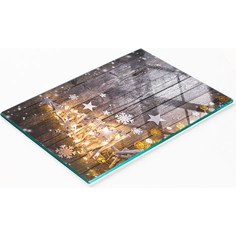 Tabla de cortar decorativa de vidrio templado con forma de árbol de Navidad, 80x52 cm. (1/5)