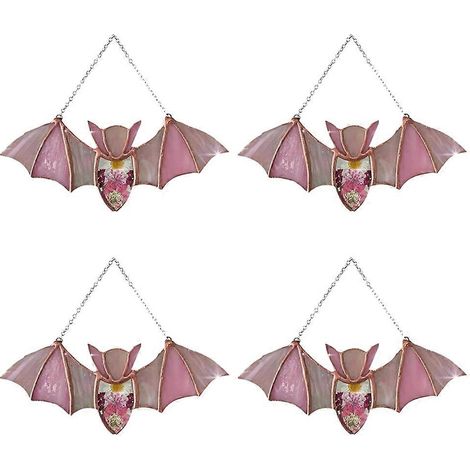 Décorations d'Halloween : chauves-souris en verre suspendues, décoration murale. (1/5)