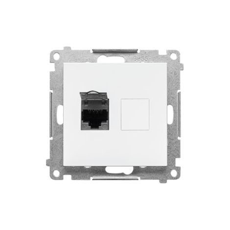 Toma de ordenador individual RJ45 categoría 6, con tapa antipolvo (módulo): Blanco mate, SIMON55