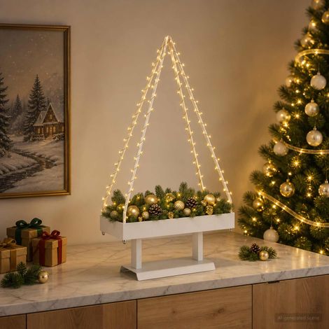 vidaXL Albero di Natale in metallo KUOPIO 60 cm Acciaio Bianco (1/5)