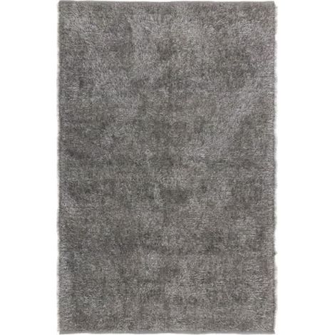 Tapis rectangulaire à poils longs - JUANIO - Shaggy - 60% coton/40% polyester - Gris - 200 x 140 cm (1/2)