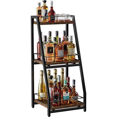 Mini-bar à alcool à 3 étagères, casier à vin sur pied (1/5)