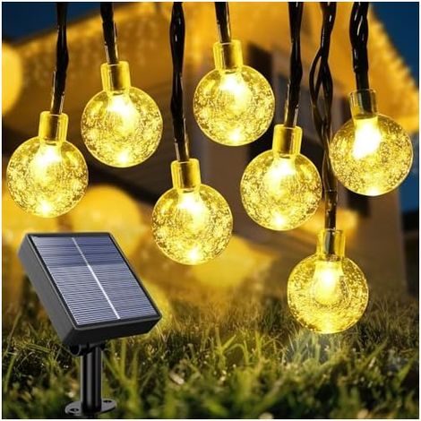 Solaire Guirlande Exterieur Lumineuse 12M 100LED, Extérieur  8 Modes de Clignotement  IP65 Étanche  Autonomie 13h+ Guirlande Lumineuse Solaire pour Jardin, Cour, Mariage, Fête, Décoration