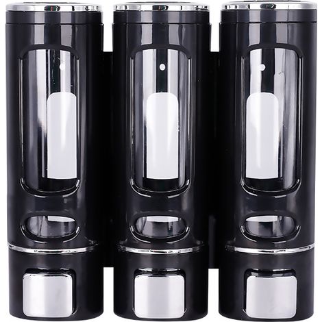 Lot de 3 Distributeurs de Savon Mural Noir 400ml Idéal pour Gel Douche et Vaisselle Contenant Pratique et Moderne (1/4)