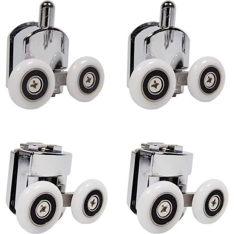 4er-Set Duschräder mit doppelter Schiebetür (2 oben + 2 unten) (25 mm – 2 oben + 2 unten) (1/3)
