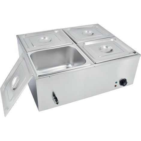 Bain Marie électrique en Acier Inoxydable 220V Chauffe-Plats avec 4 Bacs Casseroles pour Magasins de Petit-déjeuner,Collations,Restaurants (1/5)