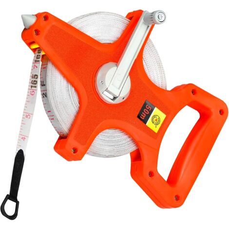 50 Mètres dArpenteur, Mètre Ruban en Fibre de Verre Double Face, Orange (1/5)
